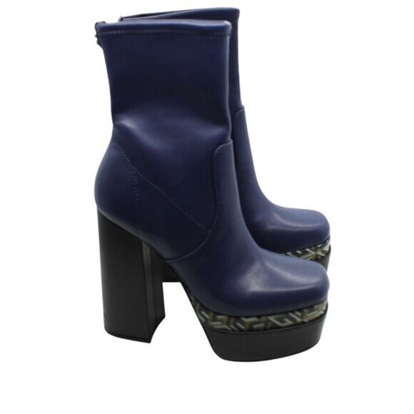 Guess Womens Blue Color Block 2 Platform Dress Booties - Picture 2 of 8